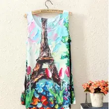 Горячая распродажа Новое поступление женский жилет без рукавов скидка модный дизайн Эйфелева башня принт аамериканская женская летняя майка