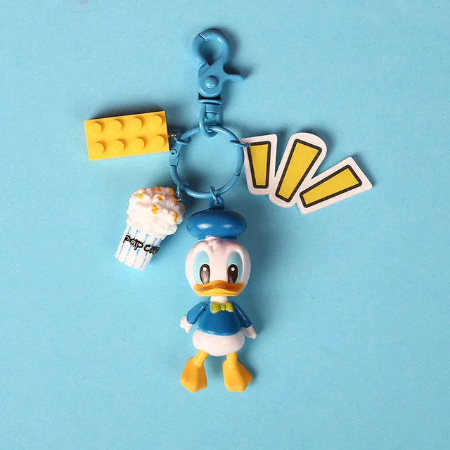 

High Quality 2019 New 3D Cartoon Mickey Minnie Figure Keychain Set Donald Duck Daisy Tinker Bell Building Blocks Educational