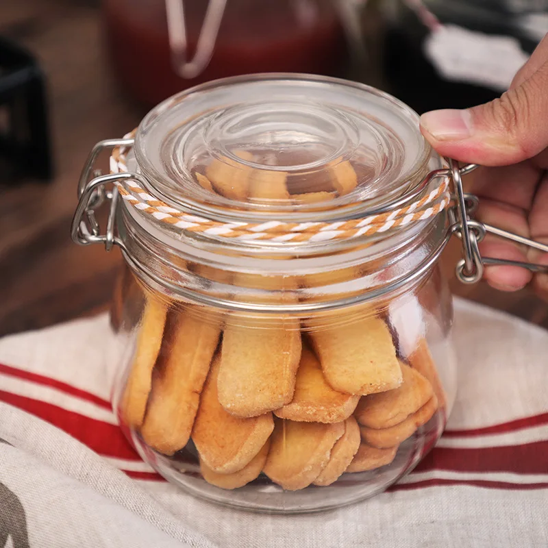 

Sealed Glass Jar Food Bottles Buckled Cover,Lead-free Glass,Household Kitchen Small Storage Jars Cereal Dispenser