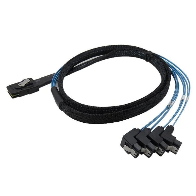 Mini SAS 36 P SFF-8087 до 4 SATA 7Pin 90 градусов целевой жесткий диск кабель для передачи данных 1 м