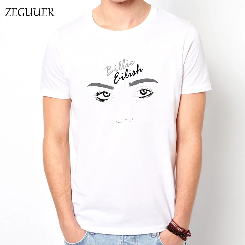 Billie Eilish футболка с коротким рукавом, футболка Harajuku, уличная одежда с принтом, Модная хлопковая Мужская футболка с круглым вырезом, повседневная одежда