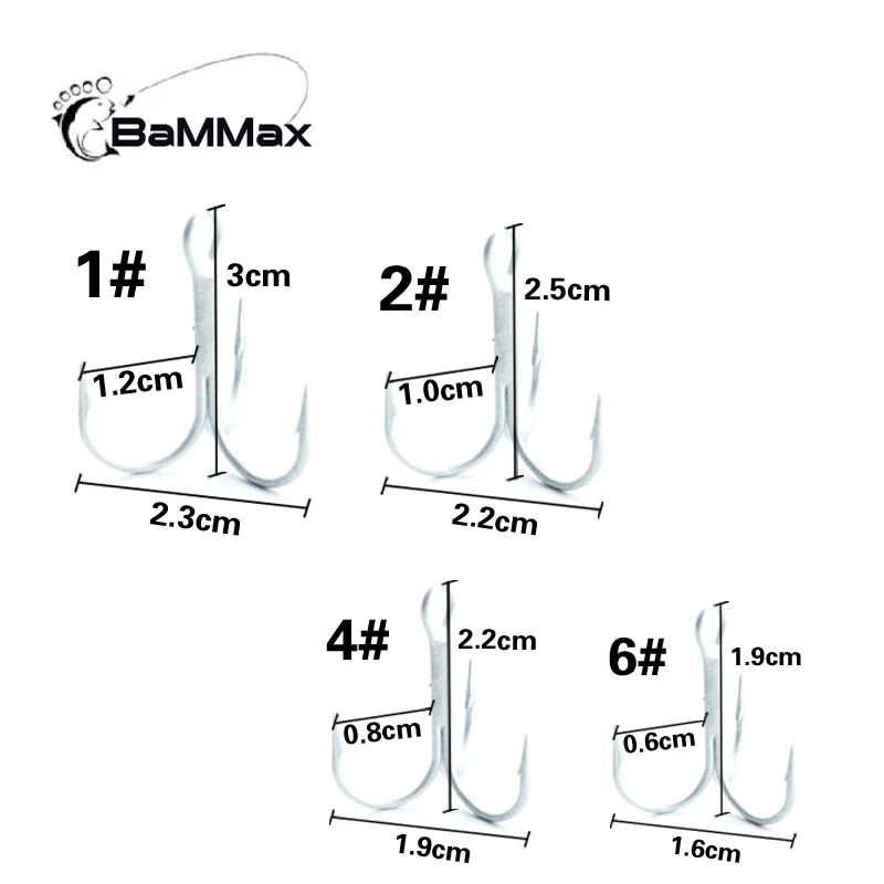 Bammax Fishing Hook 5pcs 1# 2# 4# 6# Treble Hooks Sharp Anchor Hook High Carbon Steel Sharpened Triple Hook Fishing Tackle Bammax Fishing Hook 5pcs 1# 2# 4# 6# Treble Hooks Sharp Anchor Hook High Carbon Steel Sharpened Triple Hook Fishing Tackle