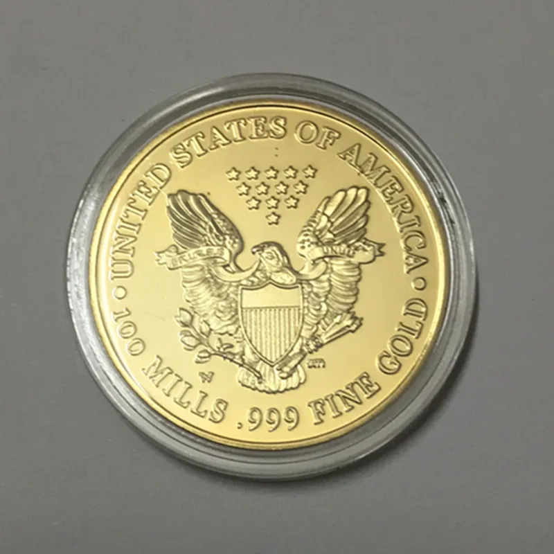 10 шт. The Freedom 2000 coin 1 OZ 24K настоящий позолоченный Значок США Орел 40 мм сувенирная монета