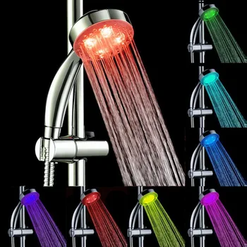 

by dhl or ems 50 pcs Stainless Steel Automatic 7 Changing Color LED Light Round Water Shower Head free shipping