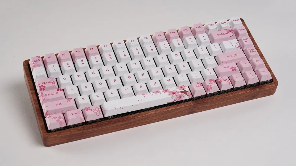 Gk84 механическая клавиатура 75% dye sub keycap Деревянный Пользовательский светильник rgb чернила paintingsakura lotus bluetooth 4,0 USB двойной режим - Цвет: GK84 Sakura