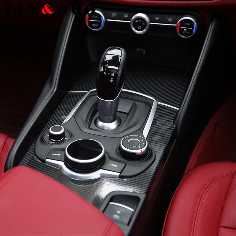 Автомобильный интерьер центральный контроль переключения передач панель 5 D углеродное волокно Крышка Накладка для Alfa romeo Giulia стайлинга автомобилей