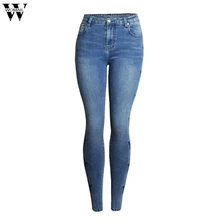 WOMAIL Осенне-зимняя обувь 3D трехмерной вышивкой и узором в форме звезды Облегающие штаны обтягивающие эластичные джинсы для Для женщин джинсы Sept27