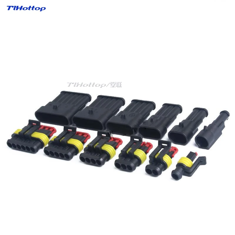 

Hzy 2-5sets Kit 2 pin 1/2/3/4/5/6 Way AMP Super seal Electrical Wire Connector Plug TLHOTTOP