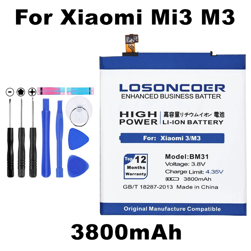 

LOSONCOER BM31 Battery 3800mAh Mobile Phone Battery for xiaomi mi3 m3 / xiao mi 3 / xiaomi 3 battery