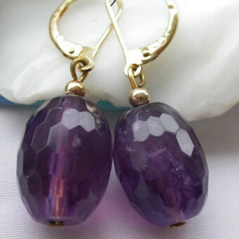 

shitou 00585 egg faceted purple amethyst dangle earring 14k discount 40%