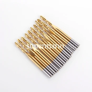 

10pcs 1/8'' 2.5mm x12mm Titanium Coated Carbide CNC Ball Nose Bit Two Double Flute Bits End Mill Cutter Free Shipping