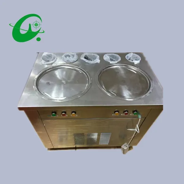 DOUBLE POT Stainless steel Ice Pan Machine,Thai Fried ice Cream roll
