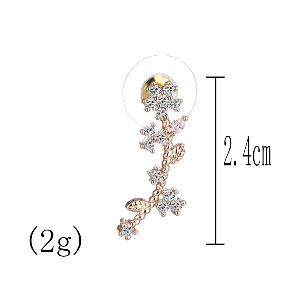 Josbores с украшением в виде кристаллов Женский, золотого цвета с листьями и серьги-гвоздики в виде цветка для Для женщин, для маленькой девочки, Кафф зажимы манжеты ювелирные изделия