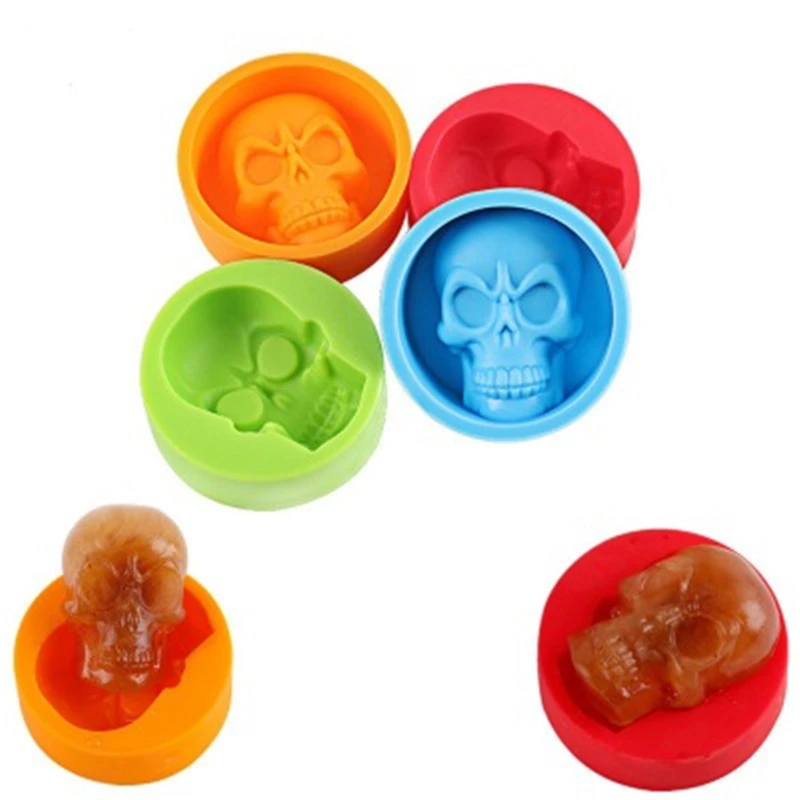 

3D Realistic Skull Head Silicone Muffin Cup cake Cup baking mold Crystal Resin Epoxy Abrasives DIY Ice Cube Mould