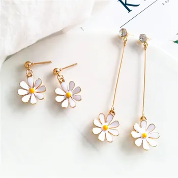 

Temperament beautiful flowers stud earrings fashion metal stud earrings female white sunflower flowers stud earrings for woman