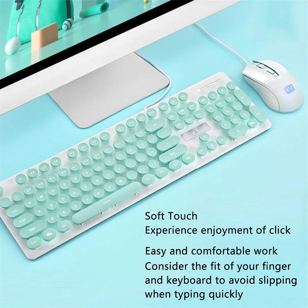 FELYBY проводная USB клавиатура мышь комбо N518 104 клавиши с подсветкой панк Keycap игровая