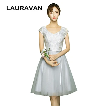 

robe de soiree v neck cap sleeve elegant gray tulle bridesmaid girls bridesmaide dress adult girl teens dresses teens ball gown