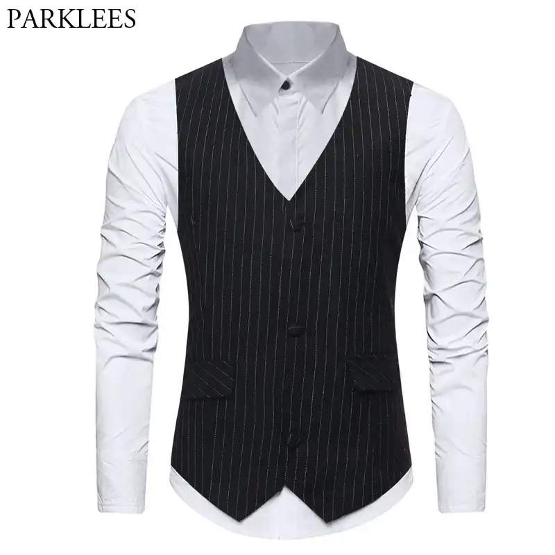 MINGGER Chaleco utilitario para Hombre Estilo Retro Estilo Casual con Botones a Rayas