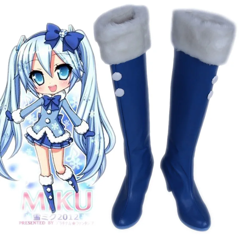 Vocaloid Hatsune Snow Miku/Обувь для костюмированной вечеринки ботинки ручной работы