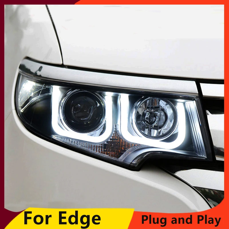 Cheap KOWELL Car Styling Headlights for FORD EDGE led Headlights 2011-2014 bi xenon lens Double U LED DRL xenon H7 Car Accessories