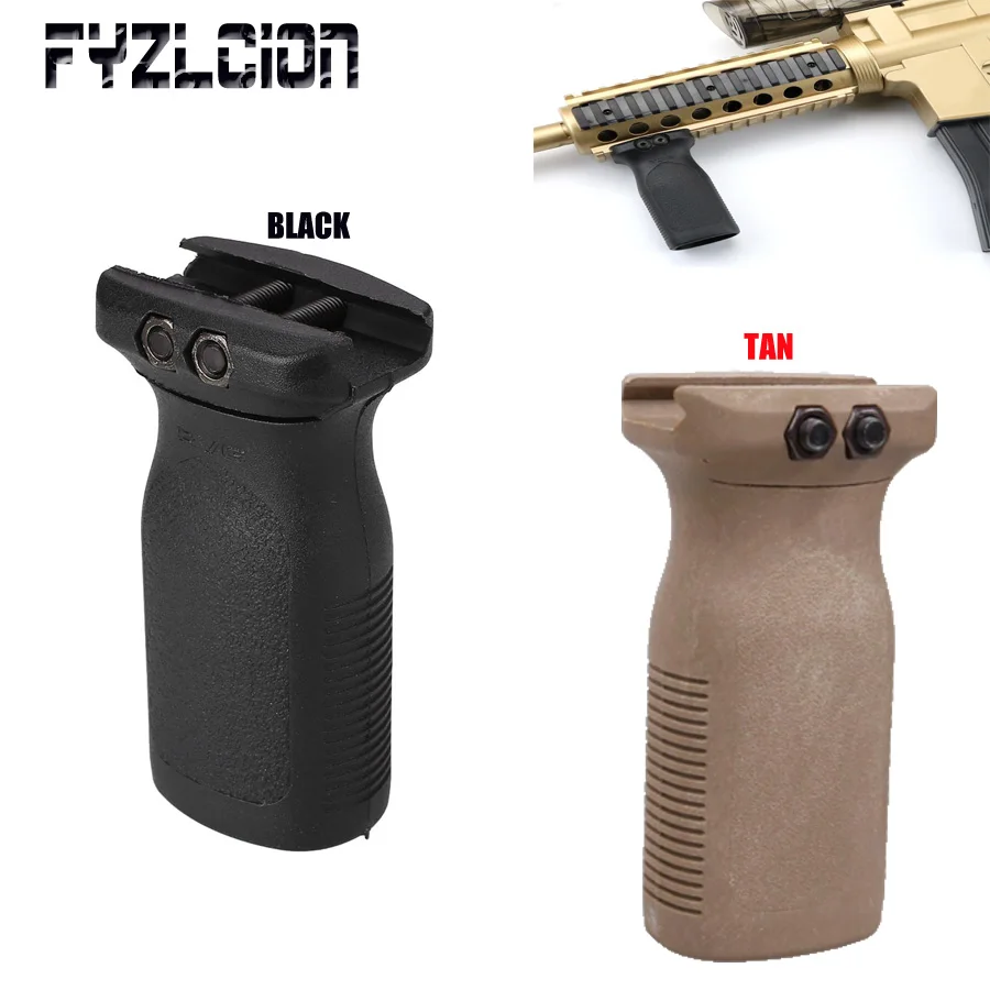 Tan Tactical 20mm Weaver /Picatinny Bipod Grip Vertical Foregrip w/Side Rail 