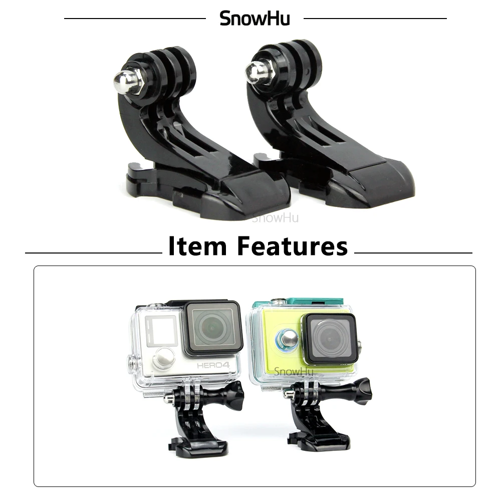 SnowHu J-Hook Buckle Surface Mount For Gopro Accessories 2PCS For Gopro Hero 10 9 8 7 6 5 for Yi 4K SJCAM Action Camera GP20