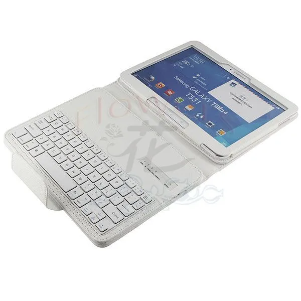 Для Samsung Galaxy Tab 4 10.1 T530 Планшеты Съемная Беспроводной Bluetooth ABS Пластик клавиатура и кожаный чехол Smart Cover -Красный