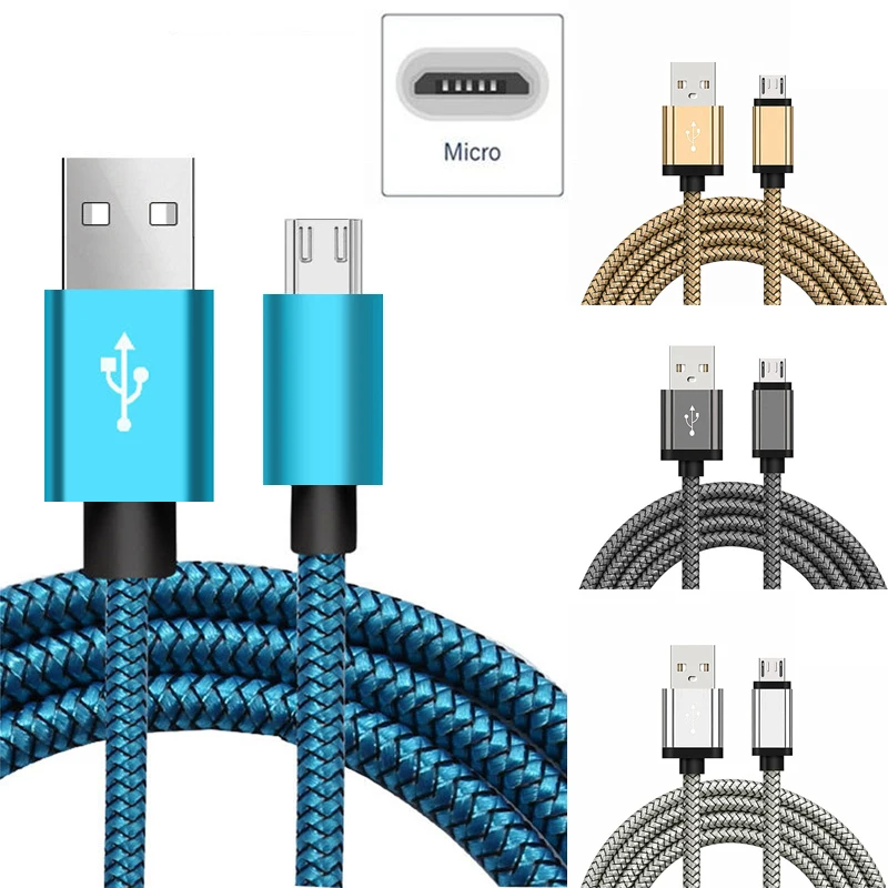 Micro USB 2A кабель для быстрой зарядки с нейлоновой оплеткой кабель для зарядки для samsung S7 J7 J5 J1 Redmi note 5 провод для быстрой зарядки