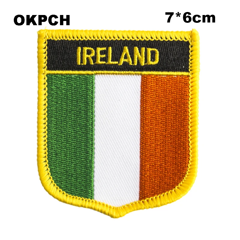 Buy Ireland Shield Shape Flag patches embroidered flag