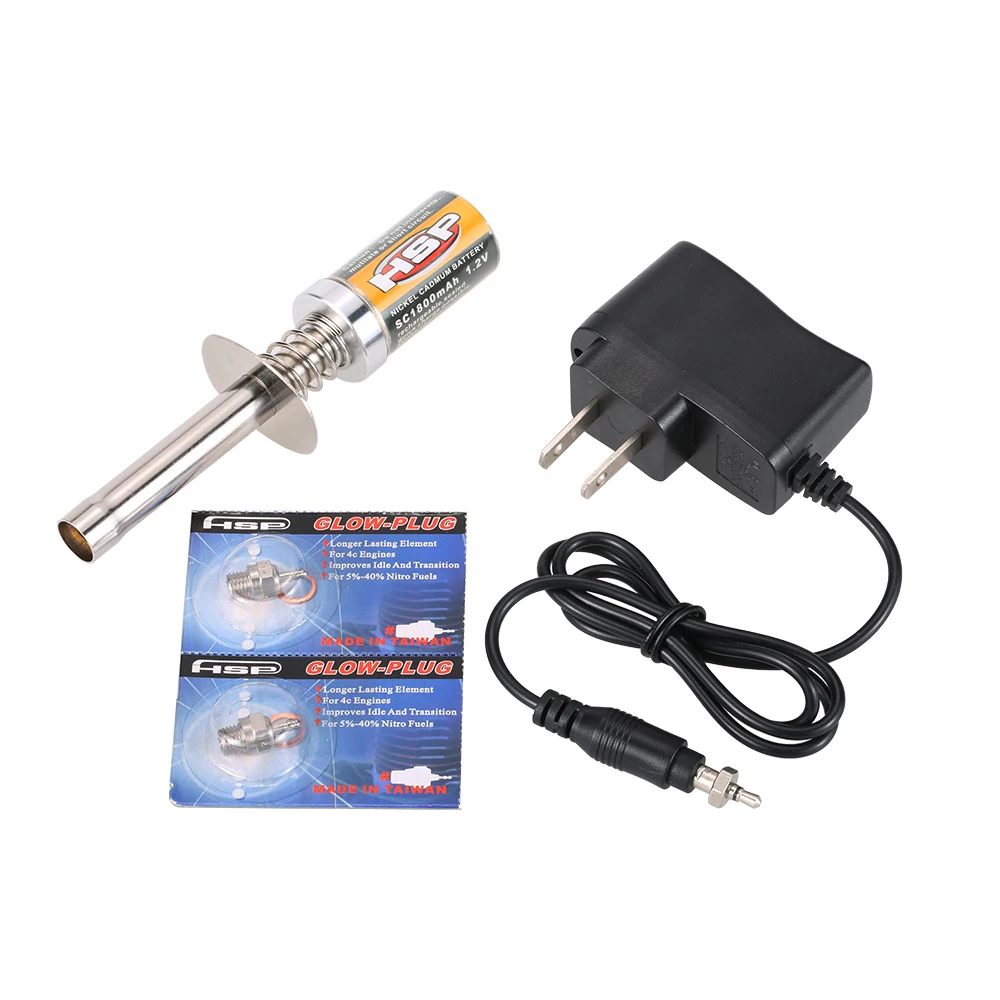 

Nitro Starter Kit Glow Plug Igniter w/ Battery Charger 2Pcs N4 Glow Plug Combo for HSP RedCat Nitro Powered 1/8 1/10 RC Car