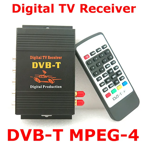 4 видеовыхода, двойная антенна автомобиля DVB-T MPEG-4 цифровой ТВ двойной тюнер ТВ приемник Мини ТВ коробка для автомобиля DVD автомобильный монитор