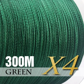 SIECHI Fishing Braid 300M 4 Strands Multifilament Fishing line Carp Fishing 12 15 20 30 38 43 52 62 83lb 300m-Green