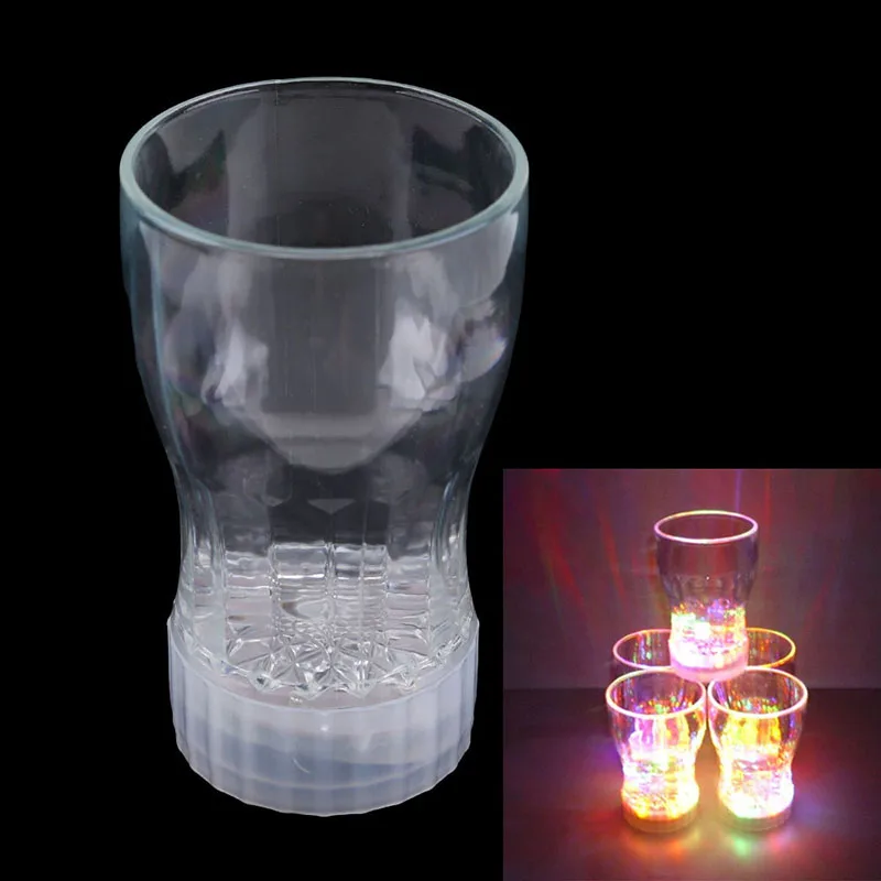 

Colorful LED Flashing Glowing Cola Water Cup Color Change Switch Control Kitchen Bar Mugs accessories DA