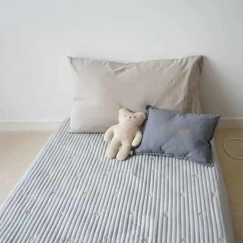 Korean Baby Crib Sheet Bedding Set Cotton Star Moon Embroidery