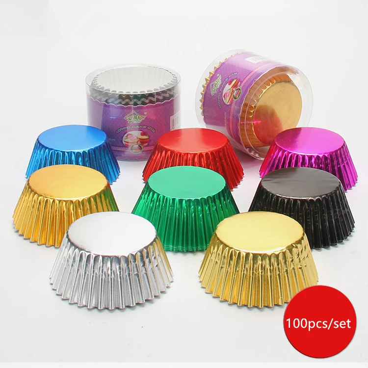100pcs Thickened Aluminum Foil Cups Cupcake Liners Mini Cake Muffin