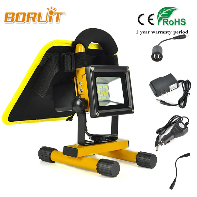

BORUIT 10W Solar Powered 20 LED Rechargeable Flood Light With Solar Panels USB Power Bank Spot Lamp Outdoor Multifunction Lights