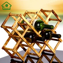 Classical Wooden Red Wine Rack Foldable 10 Bottle Holder Storage Rack Stand Kitchen Organizer Bar Display Shelf High Quality