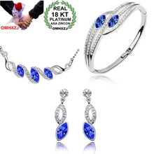 OMHXZJ AAA Австрия Кристалл серебро 18 К Платина женщина невесты лошадь кулон-глаз Серьги Комплекты ювелирных браслетов ST91