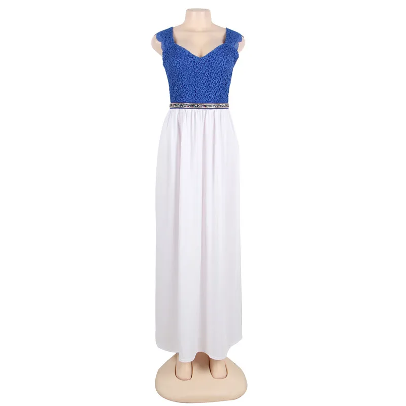 Comeondear Elegant Autumn Winter Dresses Longo 2017 Sexy Vestidos Feminina Slit Maxi Long Dresses Empire Long Blue White Dresses