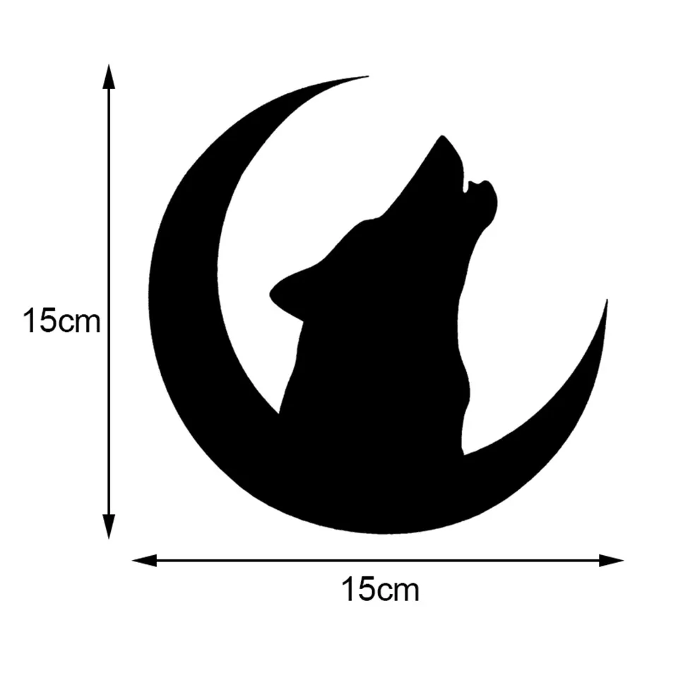 Howling Wolf On The Crescent Classic Car Body Stickers Vinyl Car Styling Decorative Decal BlackSilverLaser 1515cm (1)