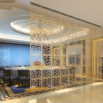 

6PCS/PACK 29*29CM Room Divider Screen Partition Modern Biombo Folding Screen Partition Brief Hanging Cutout Curtain Wood
