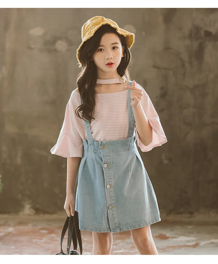 New 2019 Casual Blue Buttons Denim Skirts For Baby Big Girls Jeans Summer Suspenders Skirt Kids Clothing Children Toddler Skirt (12).jpg