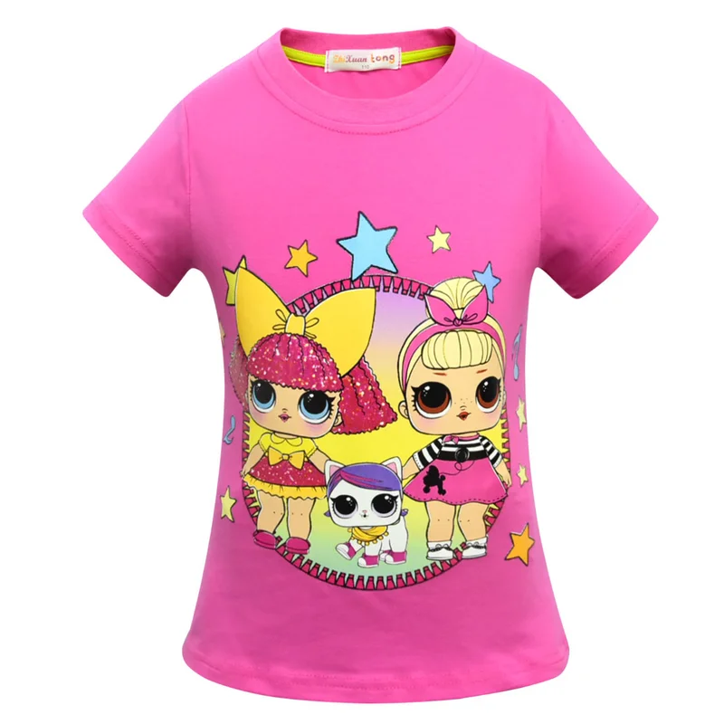 

2019 new European and American LOL cartoon cute girls T-shirt Casual short-sleeved Baby Girls Cloths tees tops