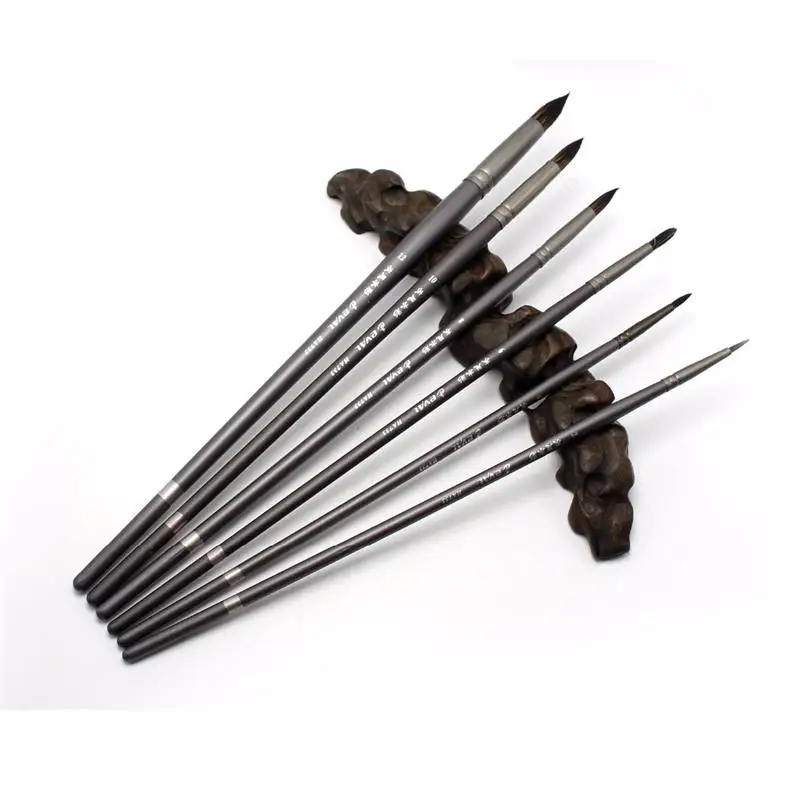 Beste 6 stks Professionele Set Eekhoorn Haar Ronde Wees Kunstenaar Penseel Pen aquarel Olieverf Art Supplies Voor Acryl Art Br