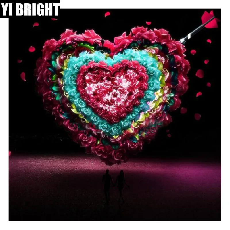 

Full Square/round Diamond Embroidery Handmade"Heart flower" Knitting Set diamond painting House Living Room Decoration XPZ