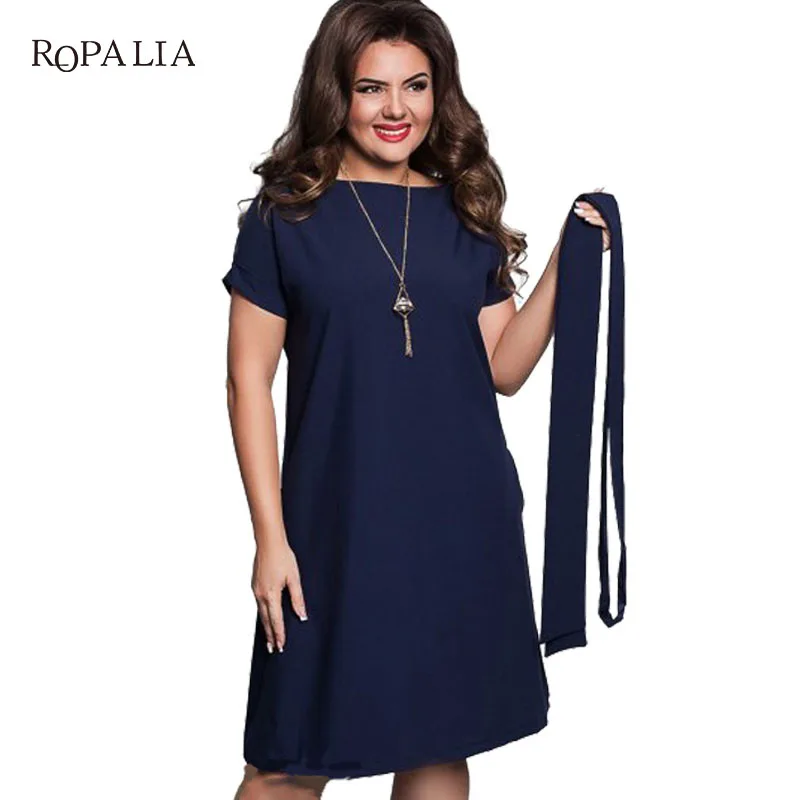 6XL Large Size 2017 Summer Dress Big Size Casual Office Dress Blue Red Green Straight Dresses Plus Size Women Clothing Vestidos Dresses