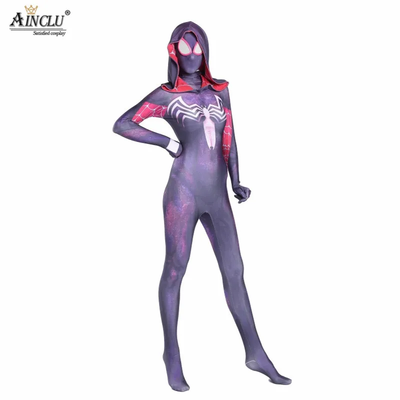 Ainclu Venom костюм паук Гвен Стэйси Человек-паук косплей костюм спандекс лайкра зентай для Хэллоуина женский паук герой костюм анти-Веном