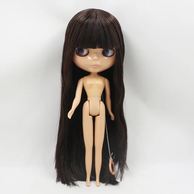 Blyth Обнаженная кукла, тело ледяной темно-каштановые волосы, загар, кожа с челкой, № BL0312, сделай сам, игрушка в подарок, ледяной BJD - Цвет: Normal body