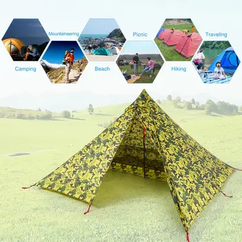 

Ultralight 2 Person Tent Waterproof Outdoor Camping Tent Tarp Sun Awning+Camping Cot Portable Backpacking Tent Silicone Coating