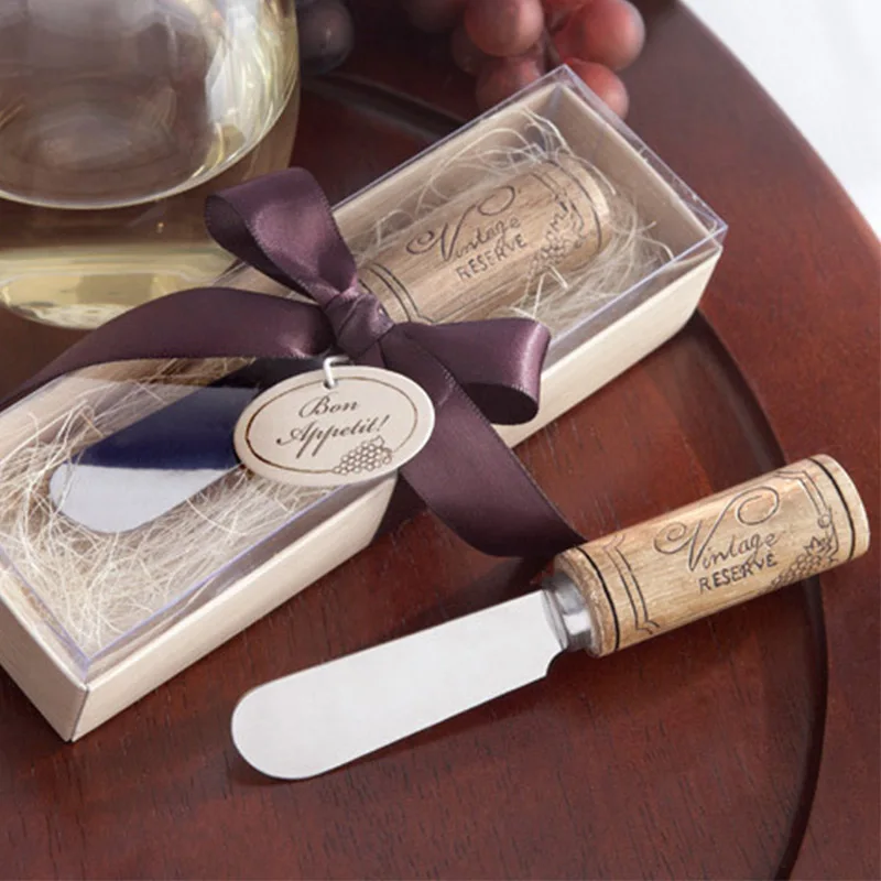 Креативный свадебный подарок нож для масла с деревянной ручкой Свадебные сувениры и подарки свадебные подарки для гостей Свадебные сувениры вечерние принадлежности - Цвет: silver wedding gifts